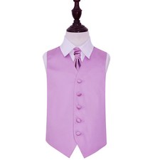 Lilac Plain Satin Solid Formal Wedding Boys Waistcoat & Cravat Set by DQT