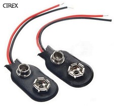 9V Volt Wired Battery Snap Clip 150mm Cable Lead 29mm Head x2