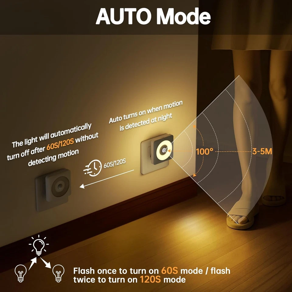 Luce Notturna Bambini Da Presa, [2 Pezzi] 2700K Luci Notturne Con Sensore Movime - Immagine 2 di 4