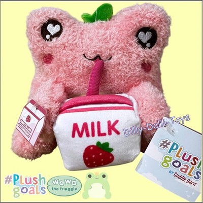 Plush Goals Wawa Froggie Strawberry Milk Pink Cuddle Barn Frog 6 Zoll Spielzeug Plüschtier