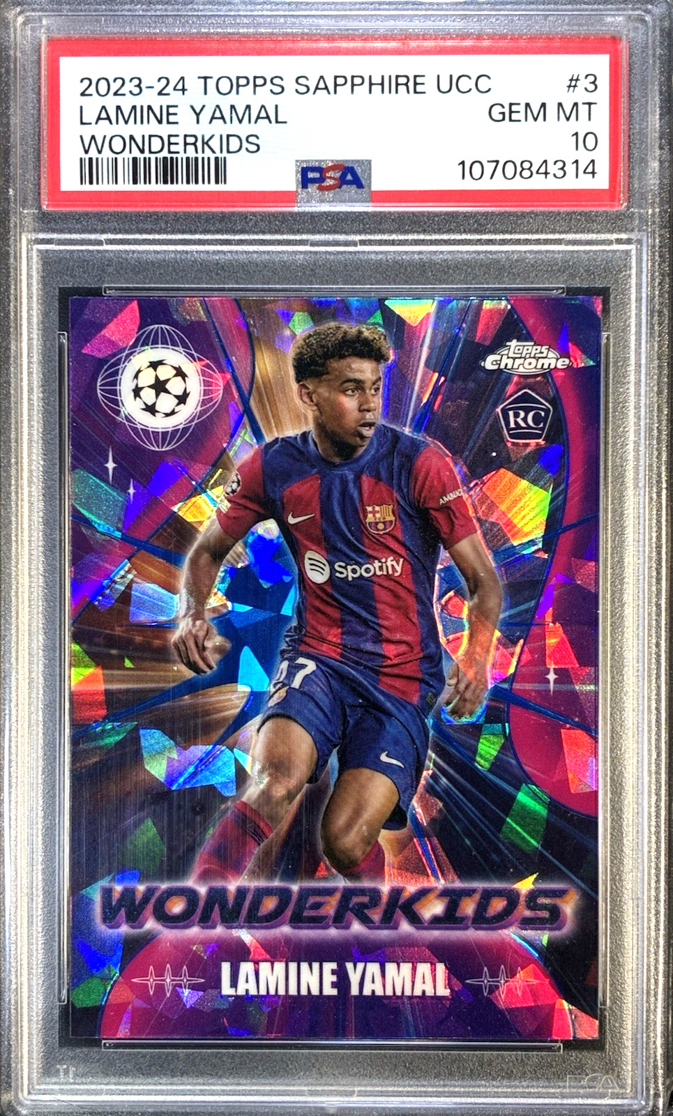 2023-24 Topps Chrome Sapphire UCC UEFA Lamine Yamal Wonderkids #WK-3 RC PSA 10