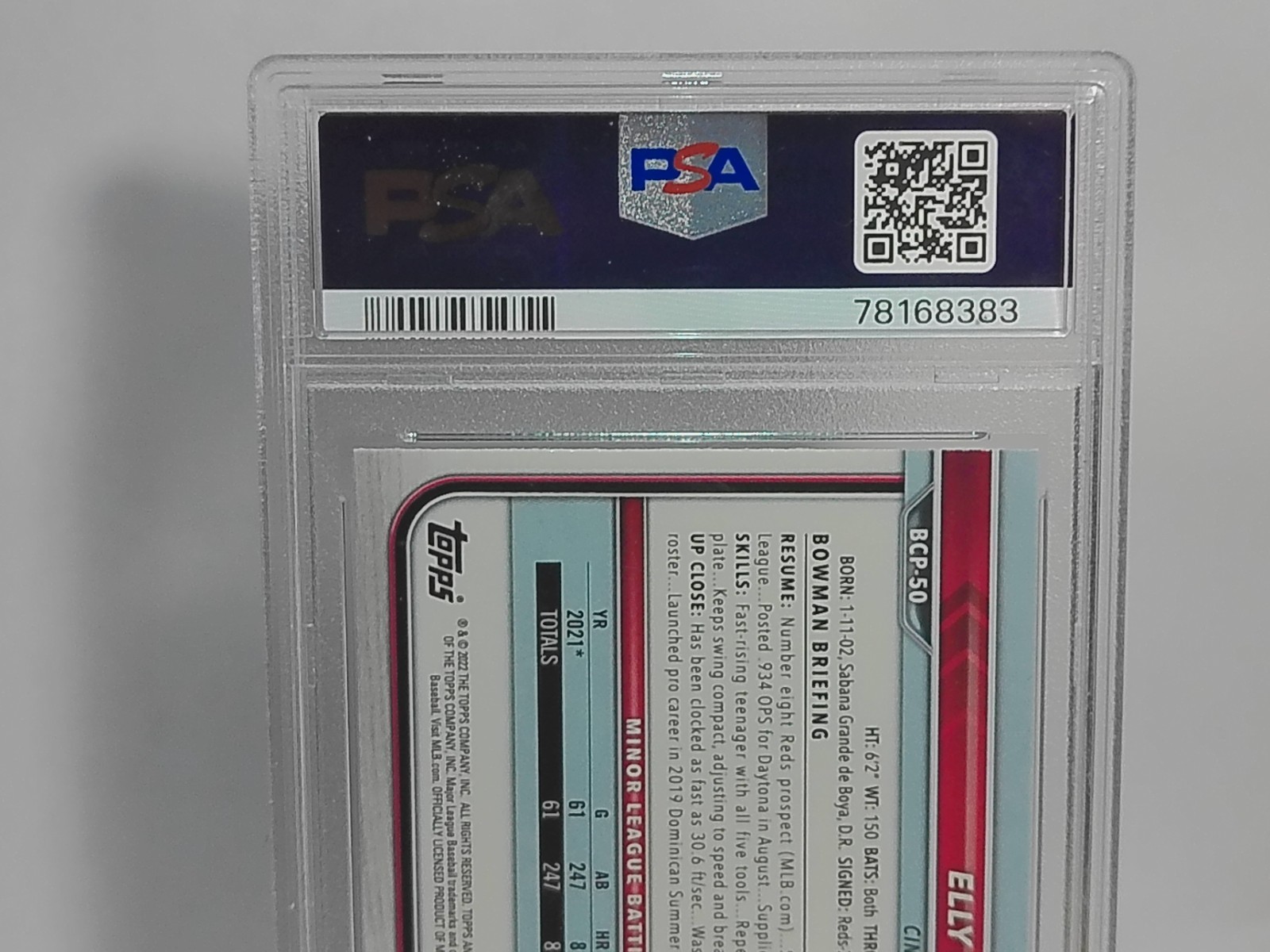 PSA 10 ELLY DE LA CRUZ 1st 2022 Bowman Chrome Prospects Rookie Card RC GEM MINT view 6