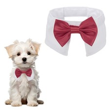 Dog Bow Tie Dog with Hook and Loop Cotton L Burgundy