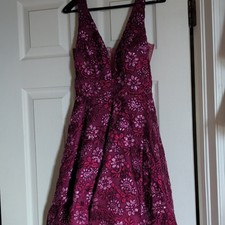 Low Cut Purple Floral Embroidered Fit & Flare...