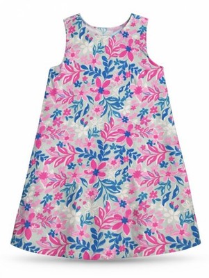 Tommy Bahama Girls 3T Tropical Floral Shift Dress Pink Blue Sleeveless Bright