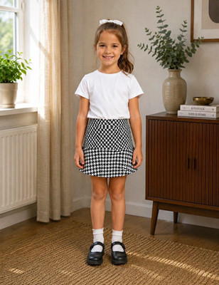 Zara Girls Mädchen Rock Hahnentritt schwarz/weiß A-Linie kurz Freizeit Gr. 110