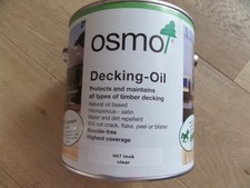 OSMO Decking Oil Teak Clear 2.5kg 007 Protects Maintains Hard Soft Wood Sealed