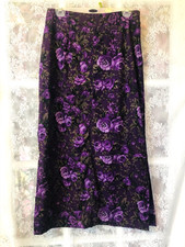 Jaclyn Smith Classic Vintage M/L 10 Long Purple Floral Print Skirt 90's Y2K