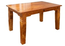 kolonial Tisch hell Esszimmertisch Esstisch Schublade 140x90 Akazie massiv Holz