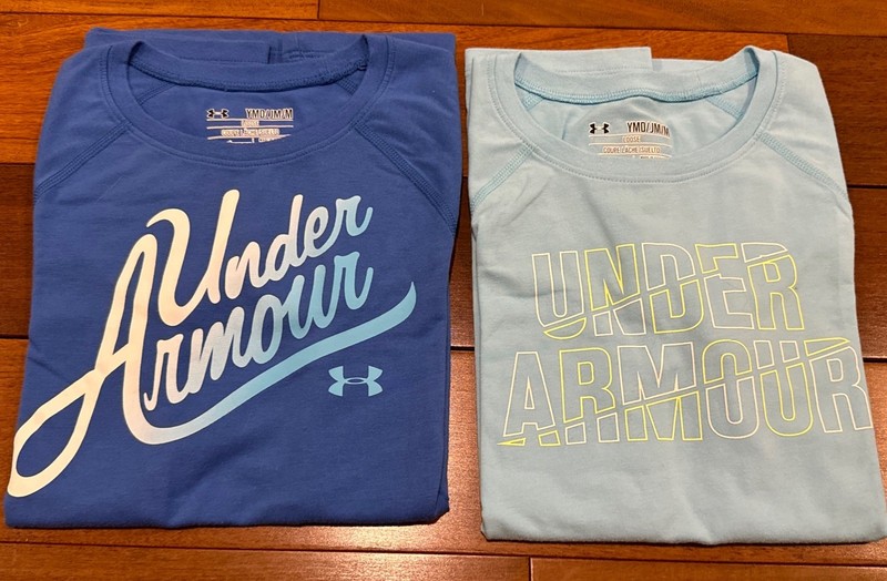 Lot Of 2 Under Armour  Heat Gear Girls  Shirts - Size Youth Medium EUC
