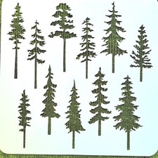 Pine Trees Stencil - 11.8" - For Painting Forest Assorted Trees Nature Country