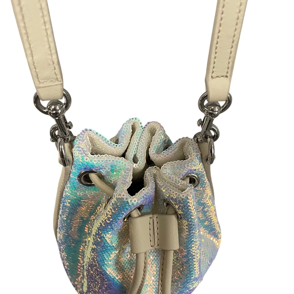Marc Jacobs The Sequin Mini Bucket Bag in Iridescent White Leather Trim - Image 4 of 4