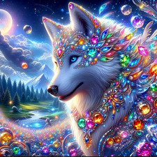 Wolf Diamond Art Kits for Adults, 5D Animal Forest Diamond Painting Kits