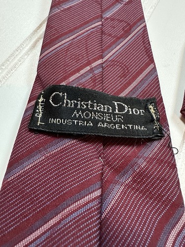 Vintage Necktie Tie Christian Dior Monseur Paris stripes and paisley - Picture 2 of 9