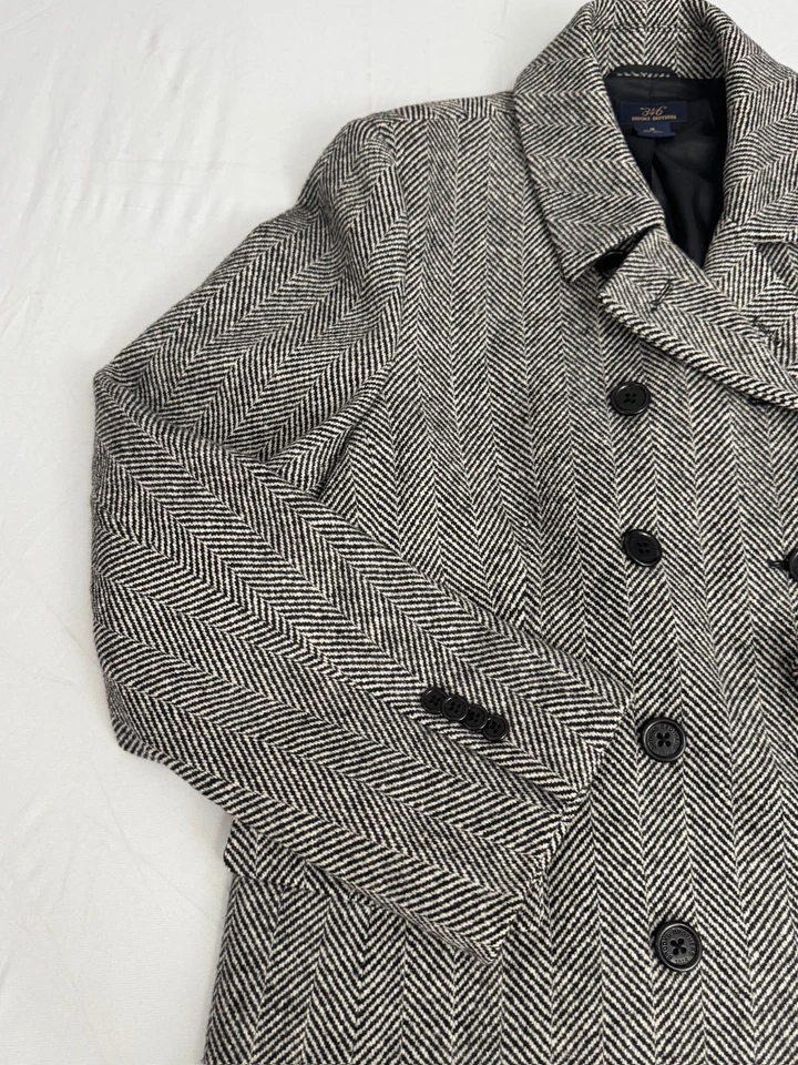 Chaquetón Brooks Brothers 346 para mujer de lana espiga talla 16 negro blanco Foto 3 de 4