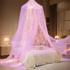 Bed Canopy with Lights, Bed Canopy for Girls Princess with Luminous Stars, Canop