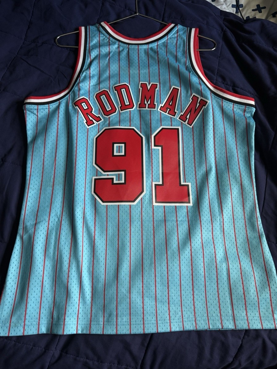 美品　Mitchell & Ness ロッドマン 91 ユニフォーム Lサイズ Mitchell & Ness Chicago Bulls Dennis Rodman 91 Jersey Blue Size L