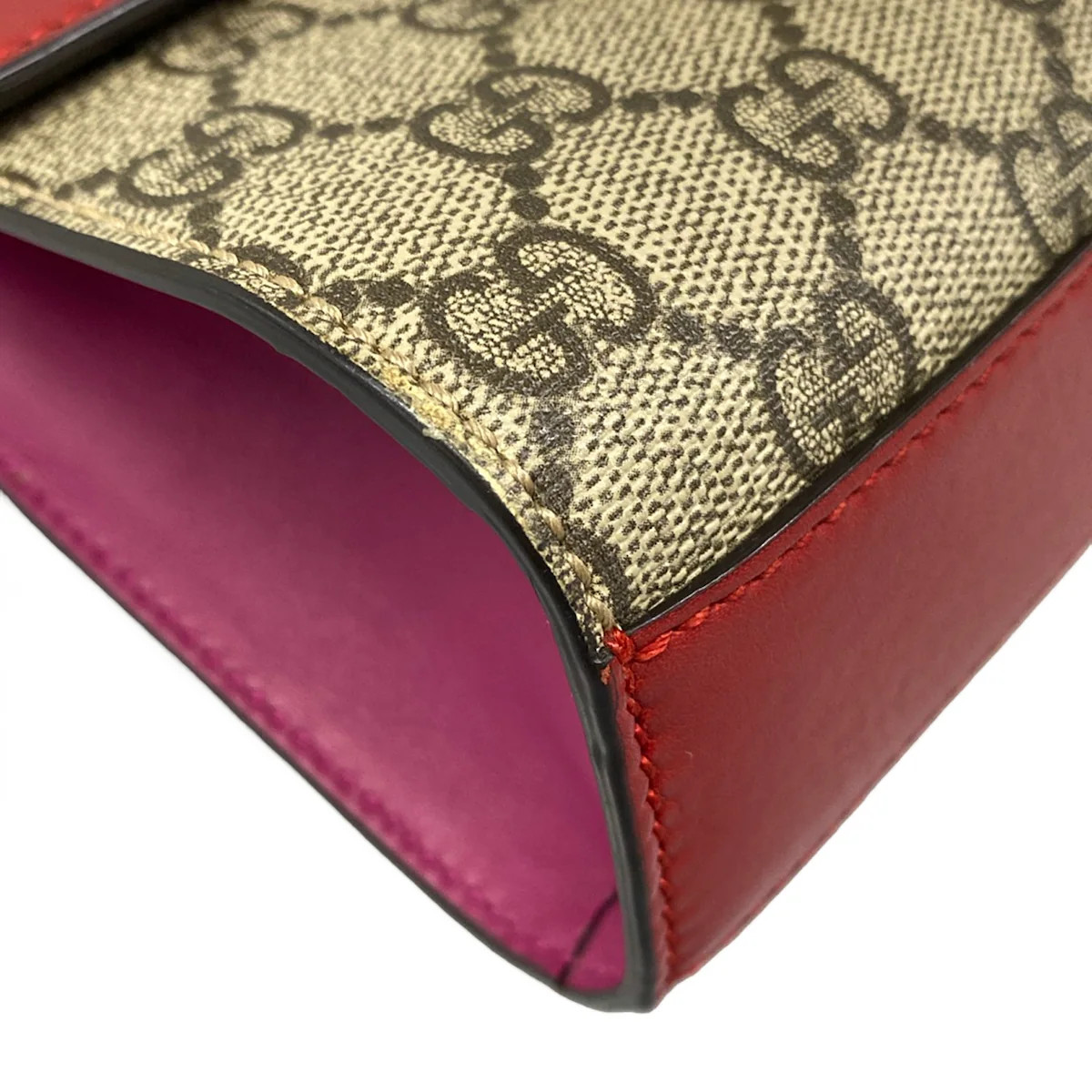 Gucci Padlock Small/GG Supreme Shoulder Bag 409487 Red Beige Multi Leather PVC image 6