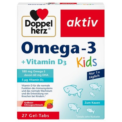 Doppelherz Omega-3 + D3 Kids - Vitamin D wird für 1 stück (27er Pack), Orange 