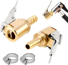 2 PCS Tire Air Chuck with Clamps, Brass Tire Inflator Hose Adapter with Barb Con