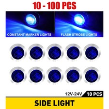 10-100x Blue 34 Round Led Bullet Clearance Side Signal Lights Truck Trailer Rv