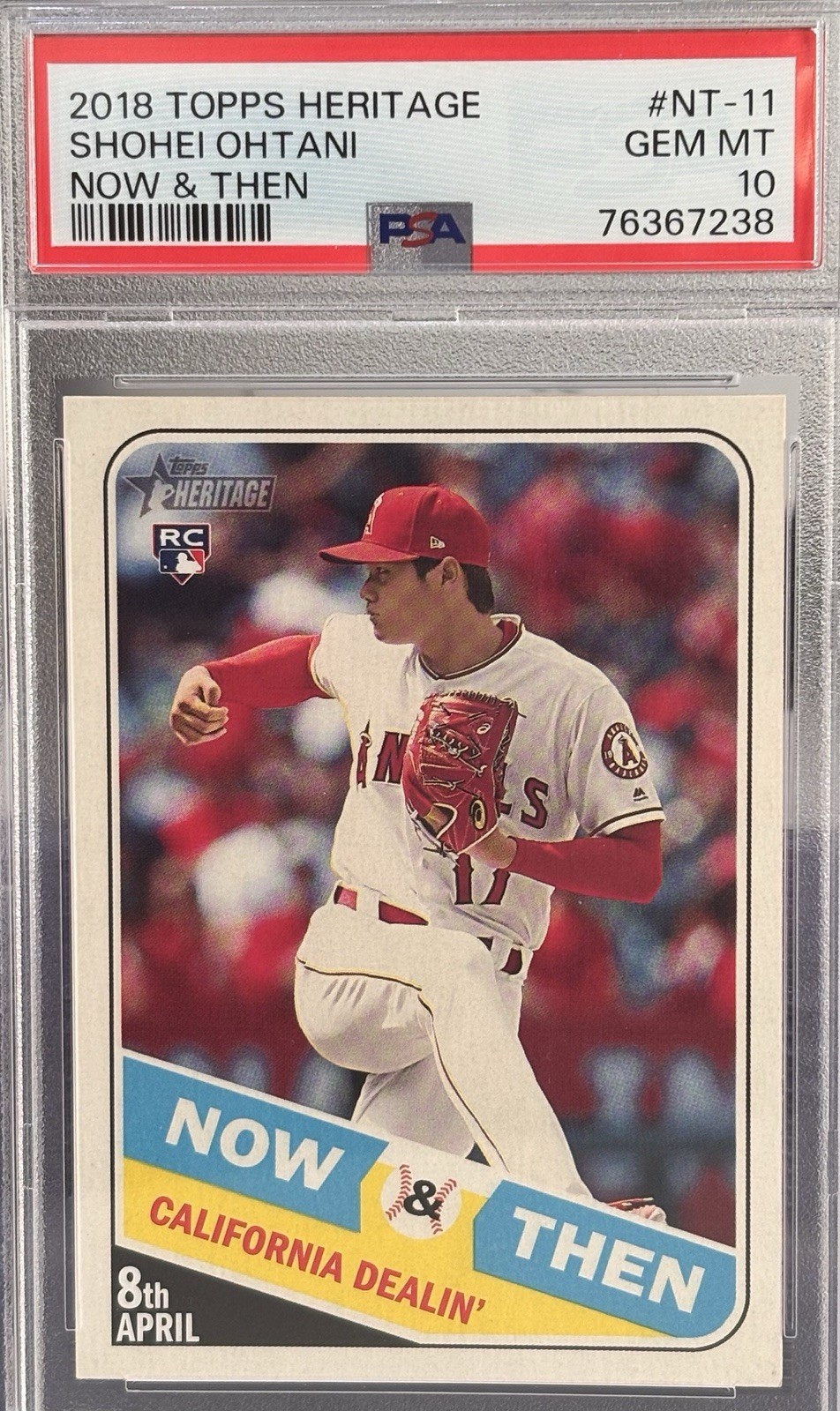 2018 Topps Heritage Shohei Ohtani PSA 10 Rookie RC Now And Then #11