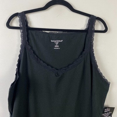 Woman Within Black Lace Trim Tank Top Size 2X Cotton Blend | eBay