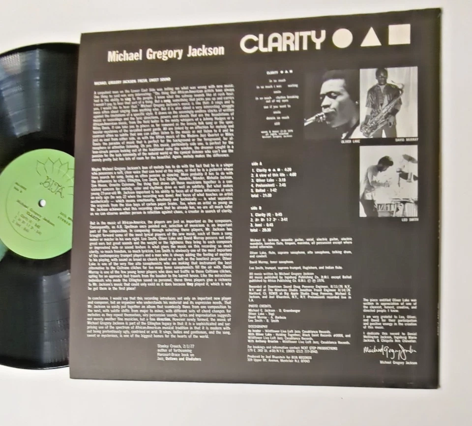 Michael Gregory Jackson, Oliver Lake, Leo Smith, David Murray - CLARITY LP - NM Foto 4 de 4