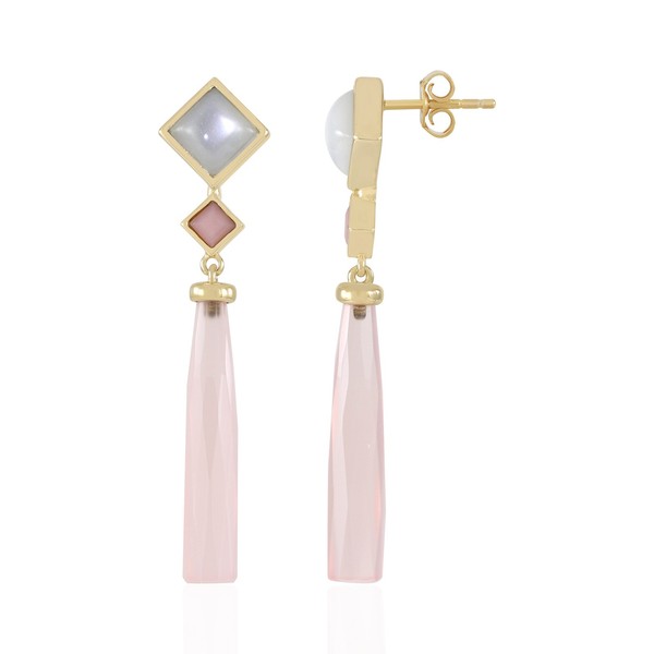 Schicke Ohrringe Aus Vergoldetem Silber Mit Rosa Chalcedon-image