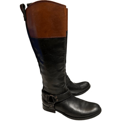 Frye Brown Leather Harness Zip Knee High Boots Womens Size 6 B Style 76928