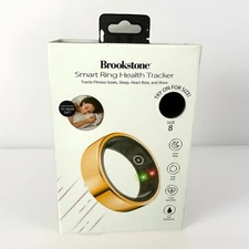Brookstone Smart Ring Health tracker - Size 8 - Gold New in Box