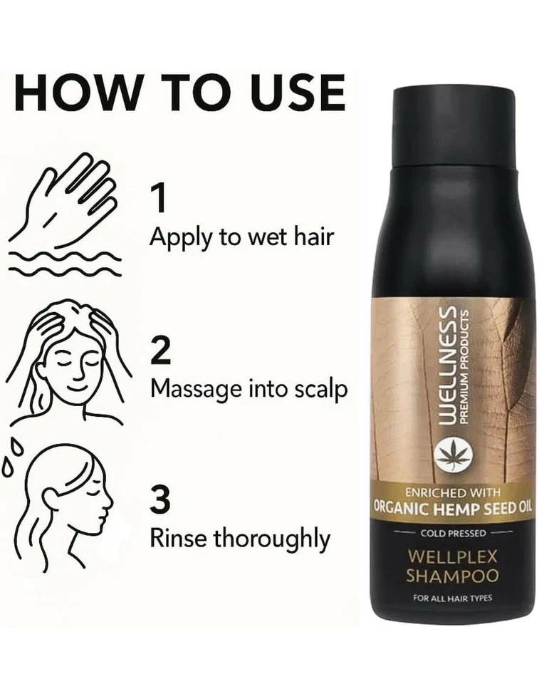 Wellness Wellplex Hemp Repair Shampoo, 500ml – Vegan, Hydrating & Restorative - Image 4 of 4