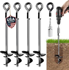 15" Heavy Duty Ground Anchors Screw-in - 4 Pack for Sheds, Tents, Trampolin