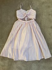 Pink Stripe Cutout Bow Front Sundress