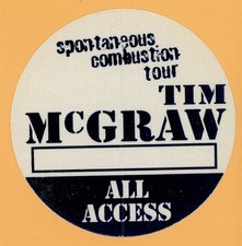 Tim McGraw 1997 w/ Faith Hill Concert Tour All Access Backstage Pass 