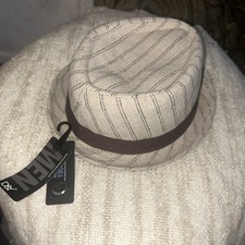 D &Y David And Young Gray Men&rsquo;s Fedora Grey Pinstriped Size M/L  New