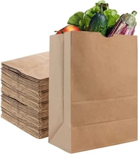 52 Lb Kraft Brown Paper Bags (50 Count) – Bulk Large Grocery Bags for Shopping
