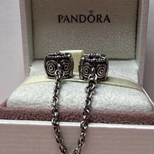 40A NIB AUTH PANDORA SS DREAMER SAFETY CHAIN CLIP #790583-05 RARE/RETIRED!