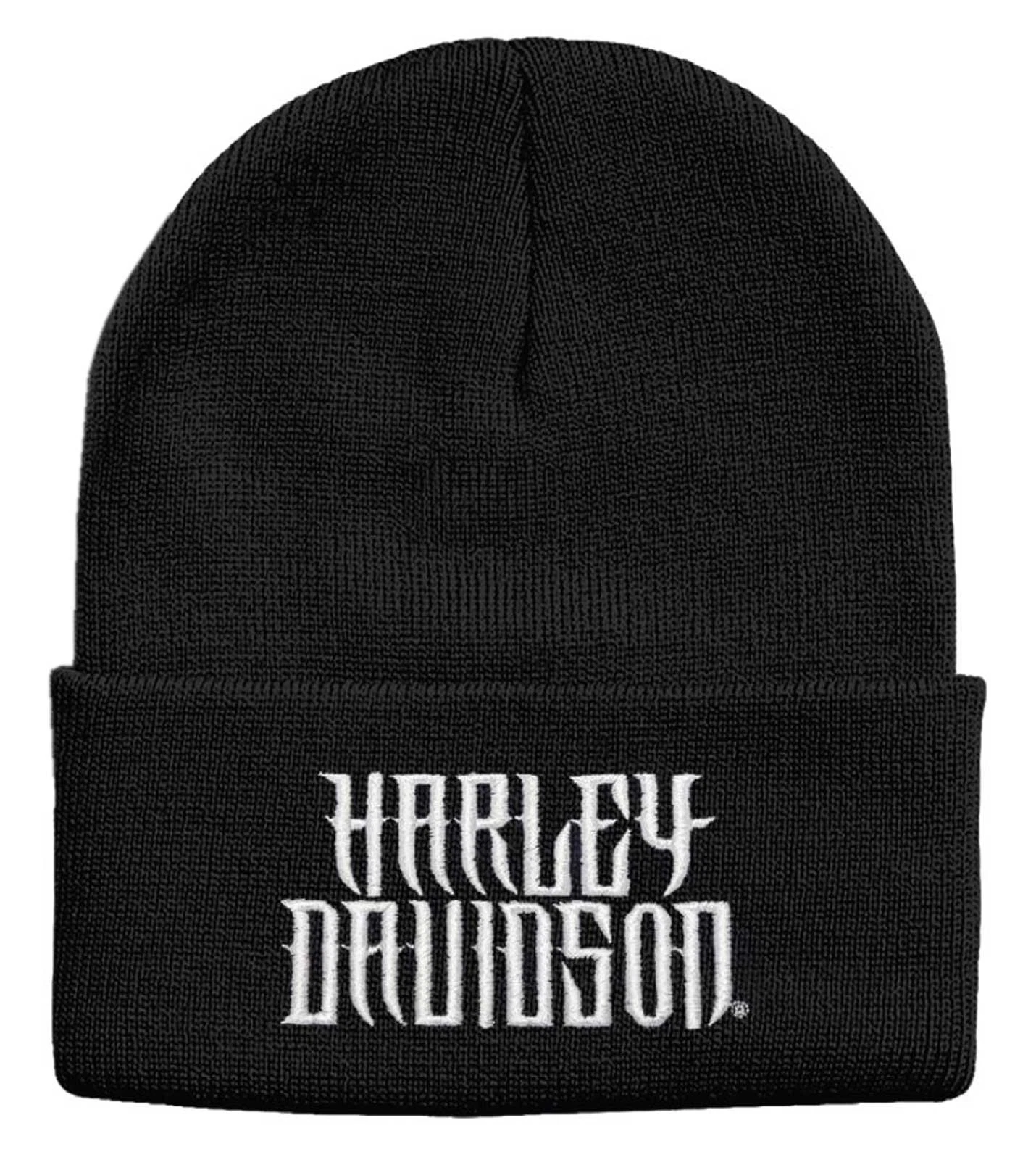 Harley-Davidson Men's Looted Embroidered Cuffed Acrylic Beanie Hat - Black