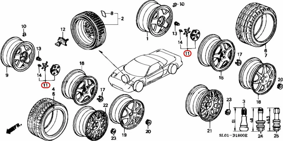 HONDA Genuine 44732-SL0-000 x4 4-Set ACURA NSX NA1 Wheel Center Hub Cap 4-Set - Image 2 of 3