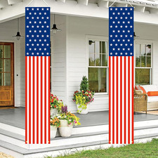 4th of July Decorations Outdoor Hanging American Flag Banners 72"x12"