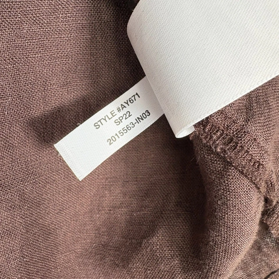 J. Crew Womens XS Linen Smocked Puff Sleeve Chic Brown Ruffled Blouse Top Shirt - Image 4 of 4