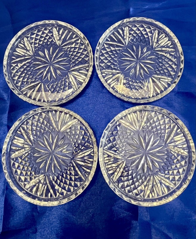 Crystal Lead Coasters  Fostoria Table Ware Dinner Drinks Fancy 