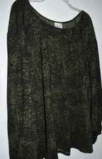 Ava & Viv Top 3X Green Floral Stretch Long Sleeve Lightweight Flowey Pullover