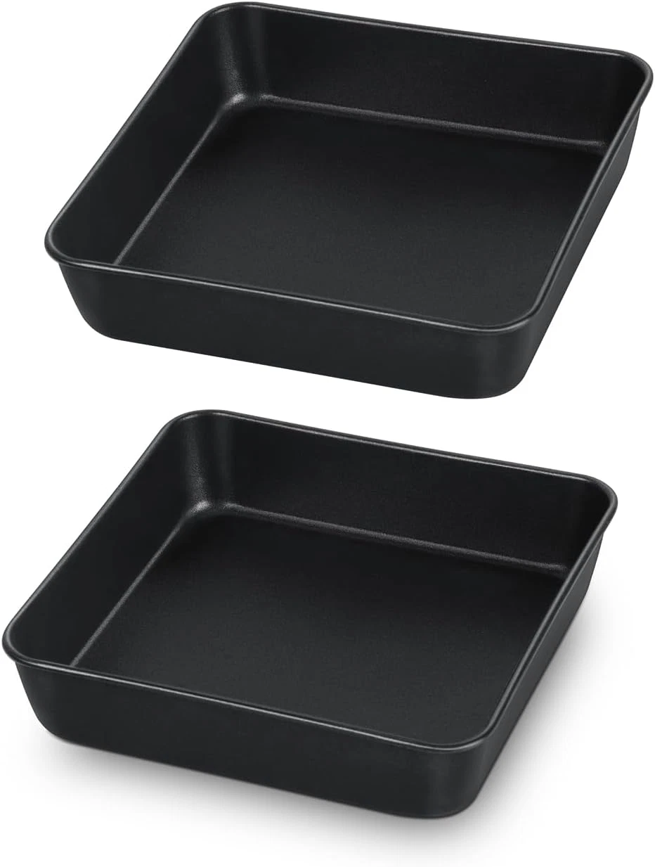 Square Cake Pan, 6 Inch Small Baking Roasting Pans with Stainless Steel Core & N
