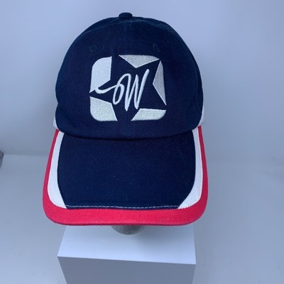 Wish Me Luck Los Angeles Unisex OS Blue Red Colorblock WML Logo Baseball Hat NWT