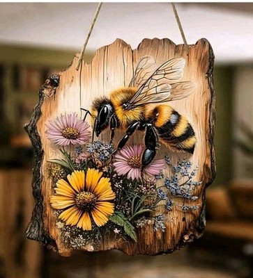 2D hängendes Deko Holz Biene Schild Honigbienenkönigin