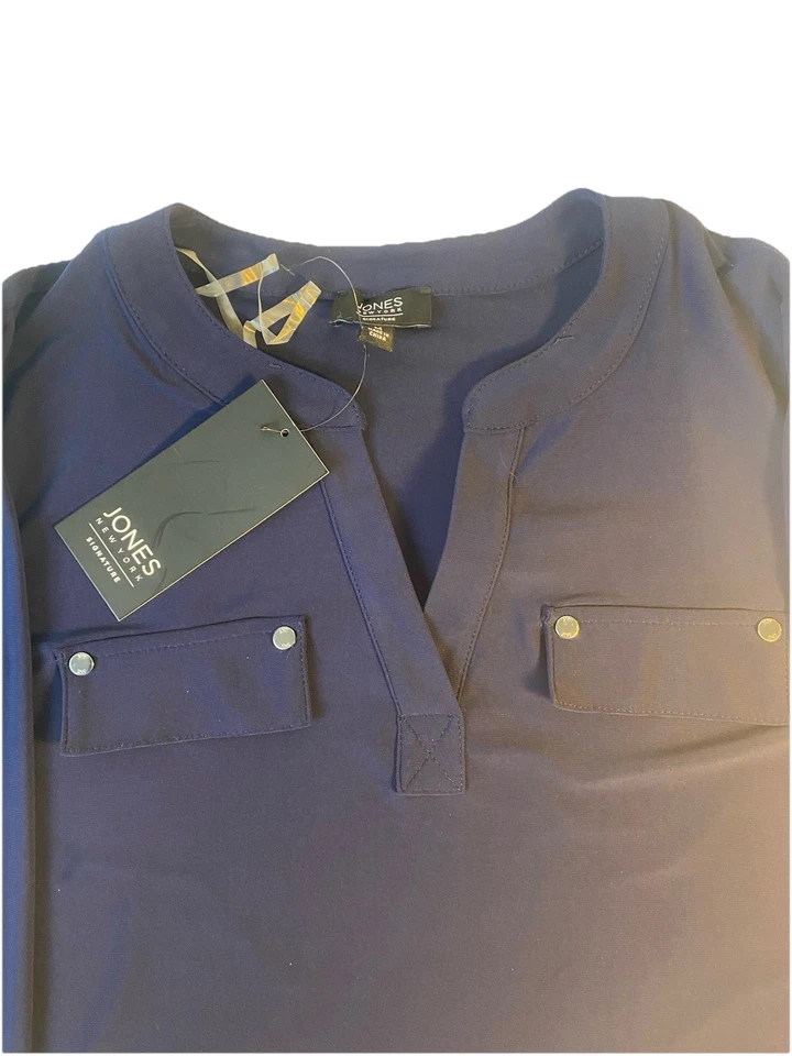 Blusa pulôver média manga 3/4 Jones New York feminina nova com etiquetas US$ 69,50. Azul - Imagem 4 de 4
