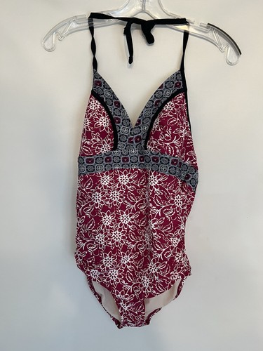 Merona Women's Floral Cinch Side 1 Piece Swimsuit Bathing Suit M - Picture 1 of 5