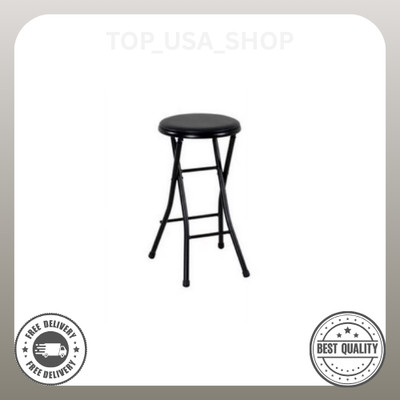 Mainstays 24'' Vinyl Padded Folding Stool, Black